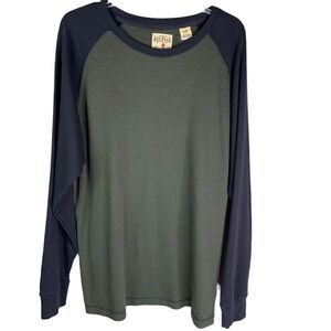 Redhead Green & Navy Long Sleeved Thermal Crew Neck Pullover Top Size Large